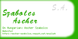 szabolcs ascher business card